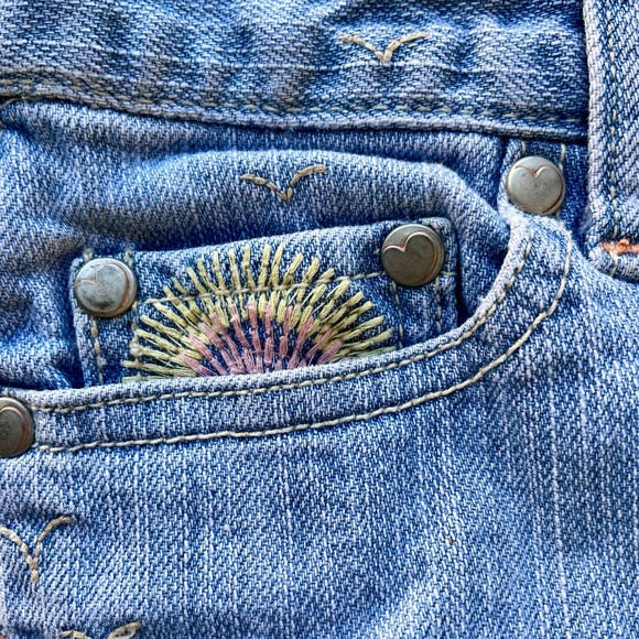 VINTAGE Y2K Tropical Embroidered OLD NAVY Girl’s Denim SHORTS Medium - Picture 7 of 12